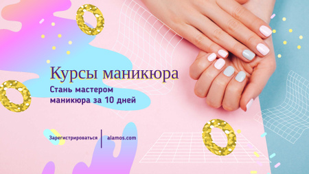 Hands with Pastel Nails in Manicure Salon FB event cover – шаблон для дизайна