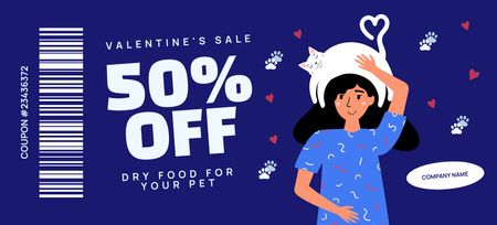 Valentine's Day Sale of Pet Food Coupon 3.75x8.25in Design Template