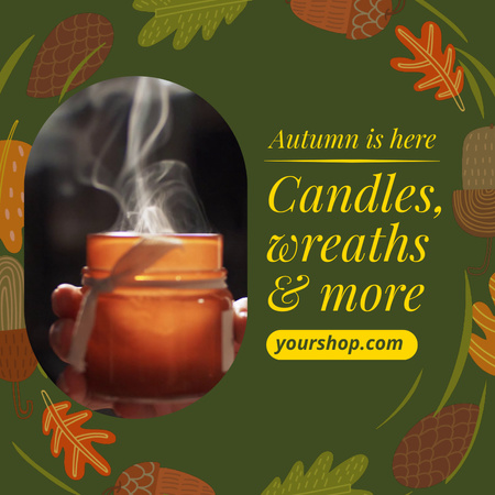 Autumn Sale Announcement with Cozy Candles Animated Post Design Template