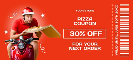 Offer Discount on Next Pizza Order Coupon 3.75x8.25in Design Template