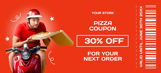 Offer Discount on Next Pizza Order Coupon 3.75x8.25in tervezősablon