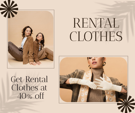 Rental fashion clothes service collage Facebook – шаблон для дизайну