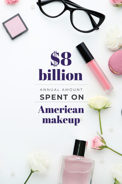 Plantilla de diseño de American makeup statistics Pinterest 