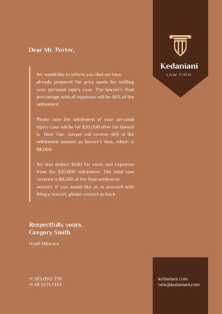 Law Firm services fee Letterhead Design Template