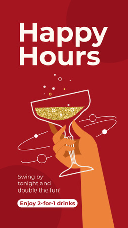 Designvorlage Ankündigung der Champagner-Happy-Hour für Instagram Story