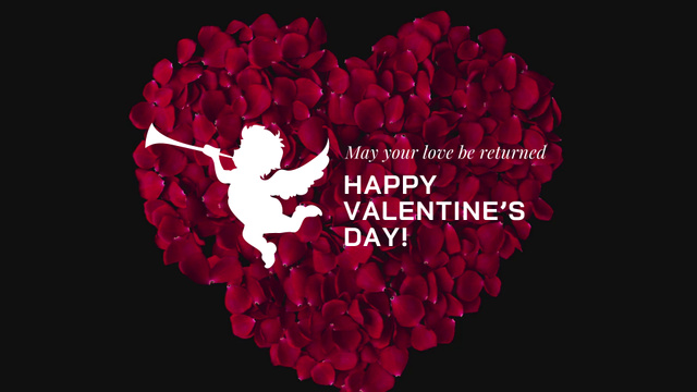 Happy Valentine`s Day Greeting With Cupid Full HD video Πρότυπο σχεδίασης