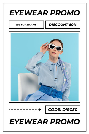 Plantilla de diseño de Promoción Gafas de Sol con Mujer en Azul Tumblr 
