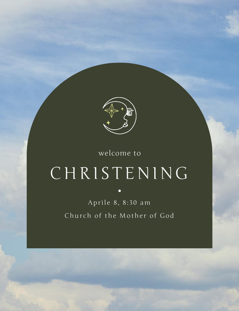 Christening Announcement with Sky Invitation 13.9x10.7cm Modelo de Design