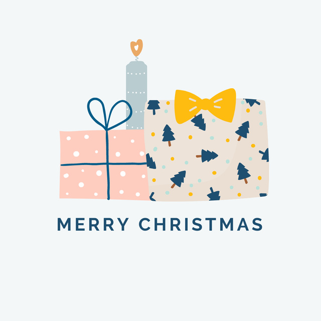 Christmas Greeting with Cute Gifts Instagram Tasarım Şablonu