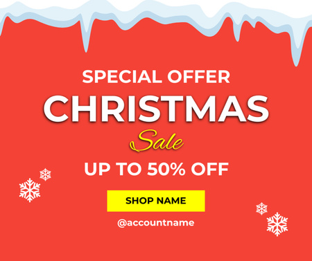 Special Christmas Sale Proposition on Red Facebook Design Template
