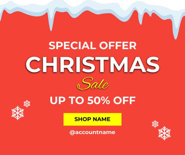 Plantilla de diseño de Special Christmas Sale Proposition on Red Facebook 