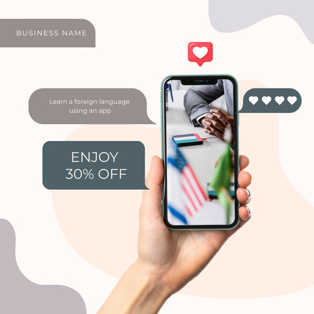 Language Learning App Ad Instagram Design Template