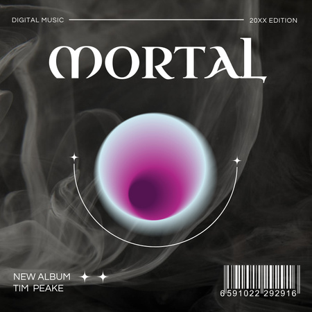 Purple gradient shape on smoke Album Cover Design Template