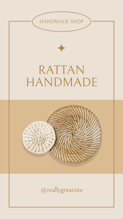 Designvorlage Rattan Handmade Offer In Beige für Instagram Story