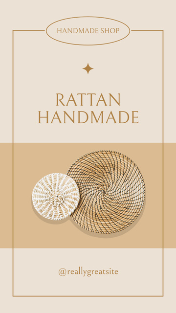 Rattan Handmade Offer In Beige Instagram Story Tasarım Şablonu