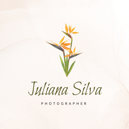 Photographer Ad with Flowers Logo 1080x1080px Πρότυπο σχεδίασης