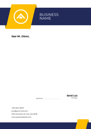 Επιστολόχαρτο επιχειρηματικής εταιρείας με τριγωνικό λογότυπο Letterhead Πρότυπο σχεδίασης