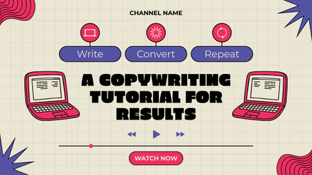 Template di design esercitazione essenziale di copywriting per i risultati nell'episodio di vlog Youtube Thumbnail