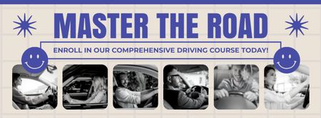 Platilla de diseño Comprehensive Driving School Enrollment Ad Facebook cover