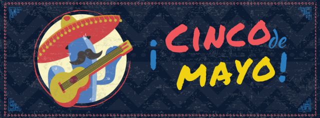 Cinco de Mayo holiday with mexican musician Facebook cover Design Template