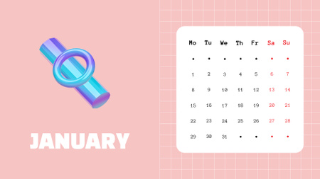 Ontwerpsjabloon van Calendar van abstracte cijfers over roze