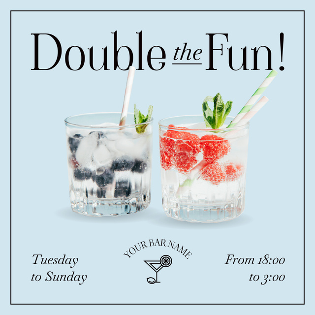 Special Cocktails At Half Price Offer Animated Post Πρότυπο σχεδίασης