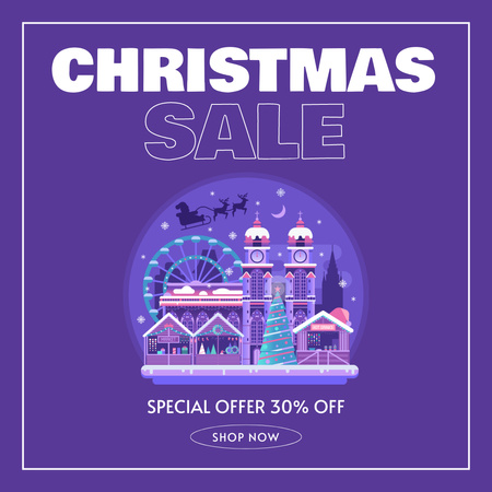 Winter Town on Christmas Sale Offer Instagram AD Design Template