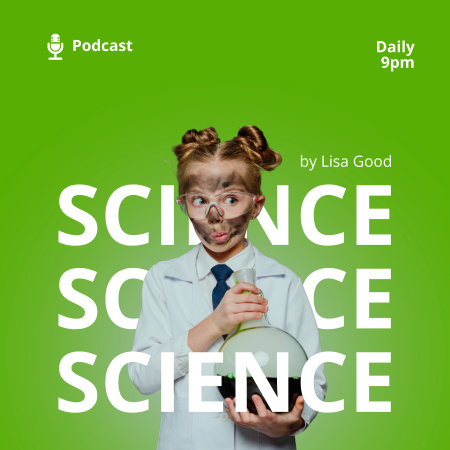 Capa do Podcast Ciência para Crianças Podcast Cover Modelo de Design