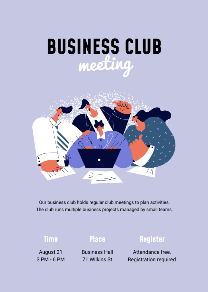 Business Club Meeting with Workers Flayer Design Template