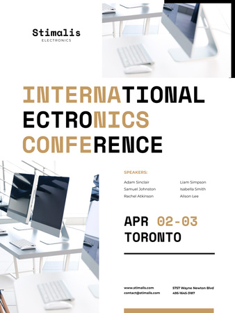 Elektronikai konferencia kiírás modern eszközökkel Poster US tervezősablon
