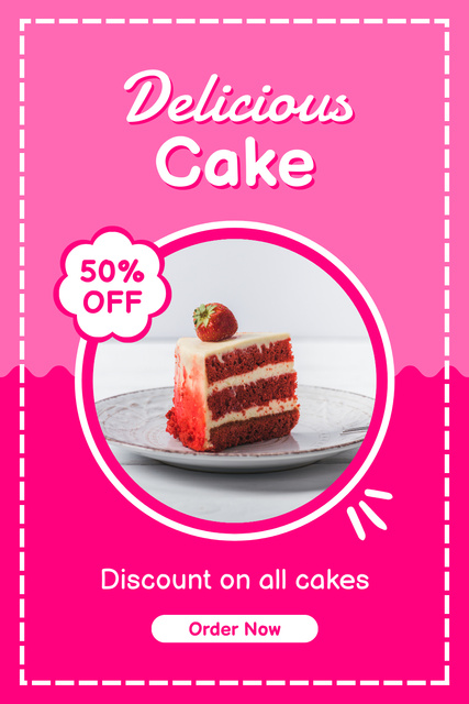Ontwerpsjabloon van Pinterest van Discount on Delicious Strawberry Cakes