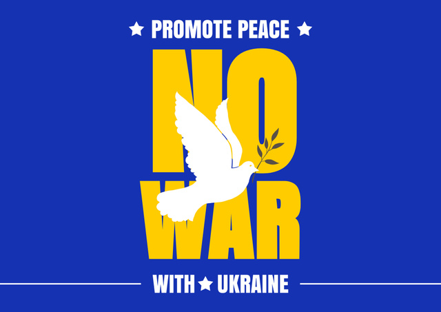 Dove with Phrase about Peace in Ukrainian Colors Poster B2 Horizontal – шаблон для дизайну