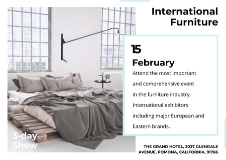 Furniture Show Bedroom in Grey Color Postcard tervezősablon