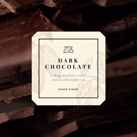 Sweet Dark Chocolate Pieces Animated Post Šablona návrhu