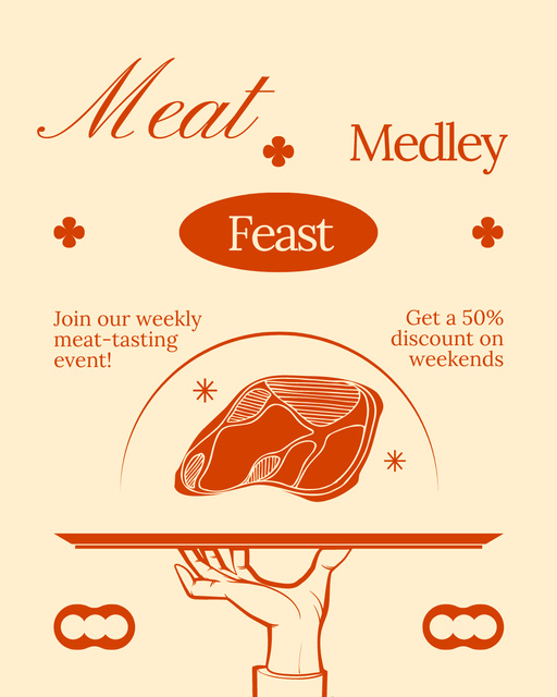 Meat Market Feast Instagram Post Vertical Tasarım Şablonu