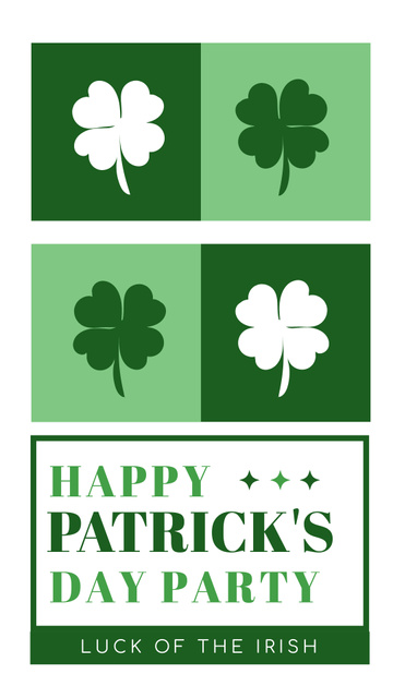 Designvorlage St. Patrick's Day Party Announcement with Clover Pattern für Instagram Story