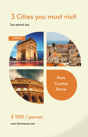 Travel Tour to European Cities Invitation 5.5x8.5in Design Template