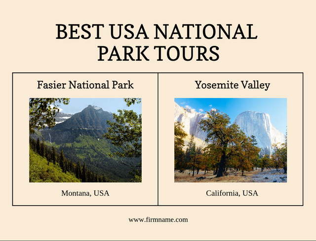 USA National Park Tours Offer Ad Postcard 4.2x5.5in – шаблон для дизайна