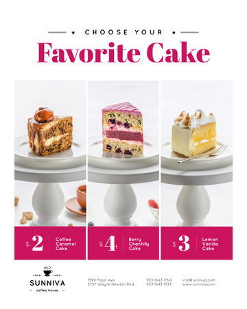 Bakery Ad with Assortment of Sweet Cakes Poster 16x20in Design Template