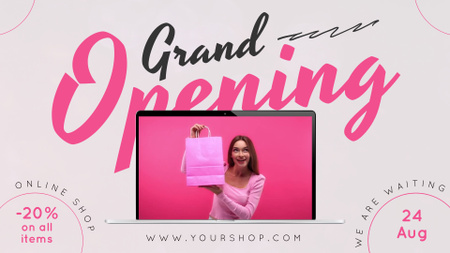 Grand Opening Event With Discounts In Online Shop Full HD video Design Template