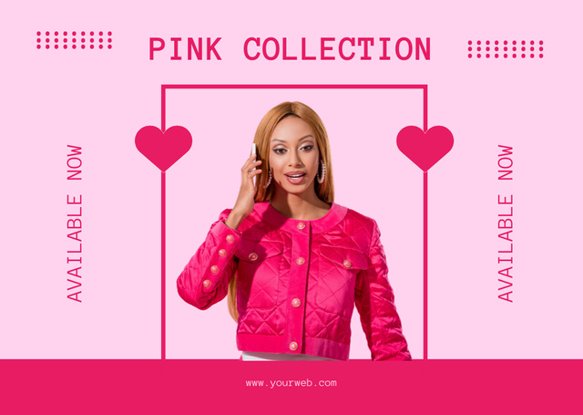 Plantilla de diseño de Pink Collection is Available Now Card 