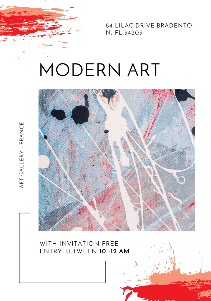 Art Exhibition Announcement with Modern Painting Poster 28x40in Design Template