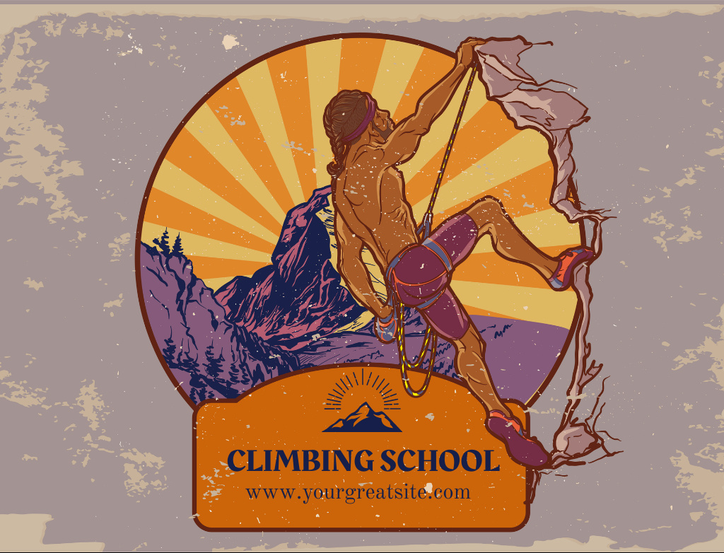 Designvorlage Guided Climbing And Alpinism School Ad für Postcard 4.2x5.5in