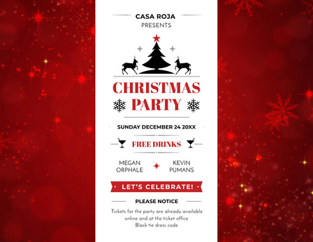 Magic X-mas Party Celebration Ad on Red Flyer 8.5x11in Horizontal Design Template