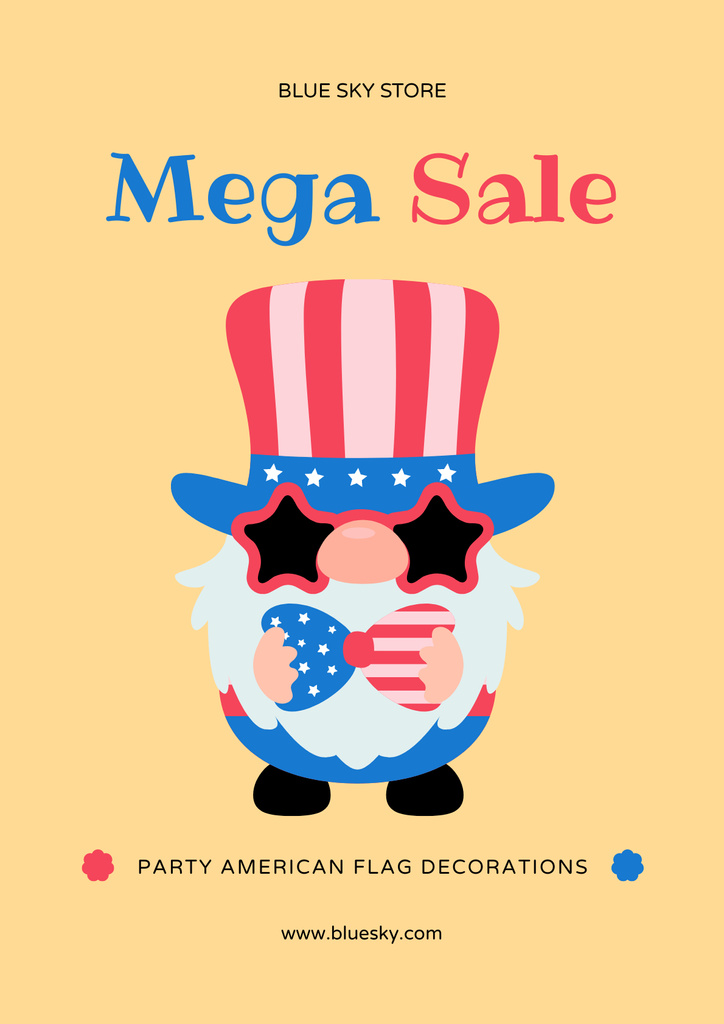 Template di design Mega Sale in USA Independence Day Poster