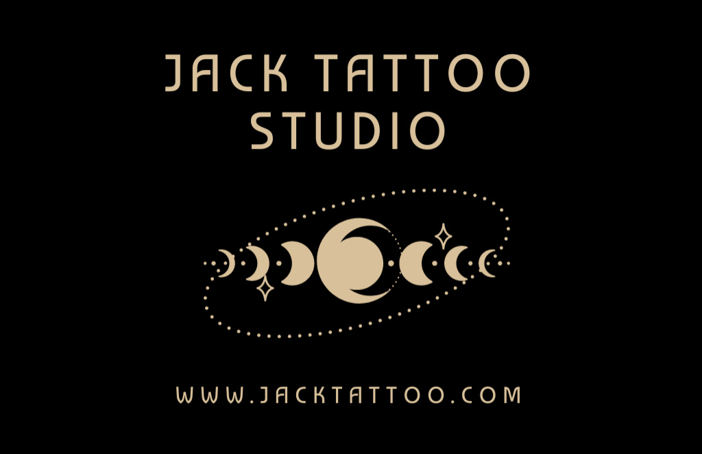 Professional Artist's Tattoo Studio With Moon Pattern Business Card 85x55mmデザインテンプレート