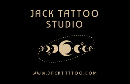 Designvorlage Tattoo-Studio des professionellen Künstlers mit Mondmuster für Business Card 85x55mm