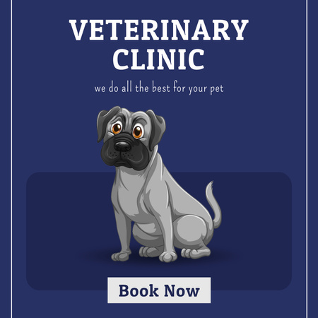 Sevimli Köpekli Veteriner Kliniği Reklamı Instagram AD Tasarım Şablonu