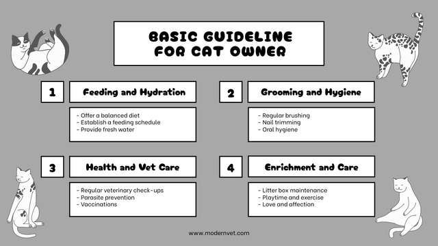 Basic Guideline for Cats Owners Mind Map Tasarım Şablonu