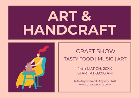 Art And Handcraft Show With Music Card Design Template